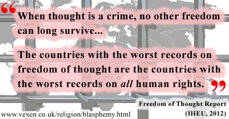 The IHEU found that 'the countries with the worst records on freedom of thought are the countries with the worst records on all human rights'.